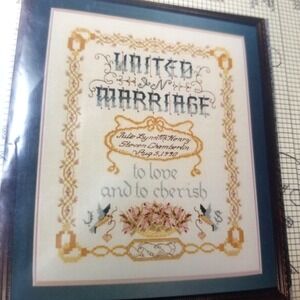"United in Marriage" Sampler Cross Stitch Pattern/Chart by Vera K Enterprises‎